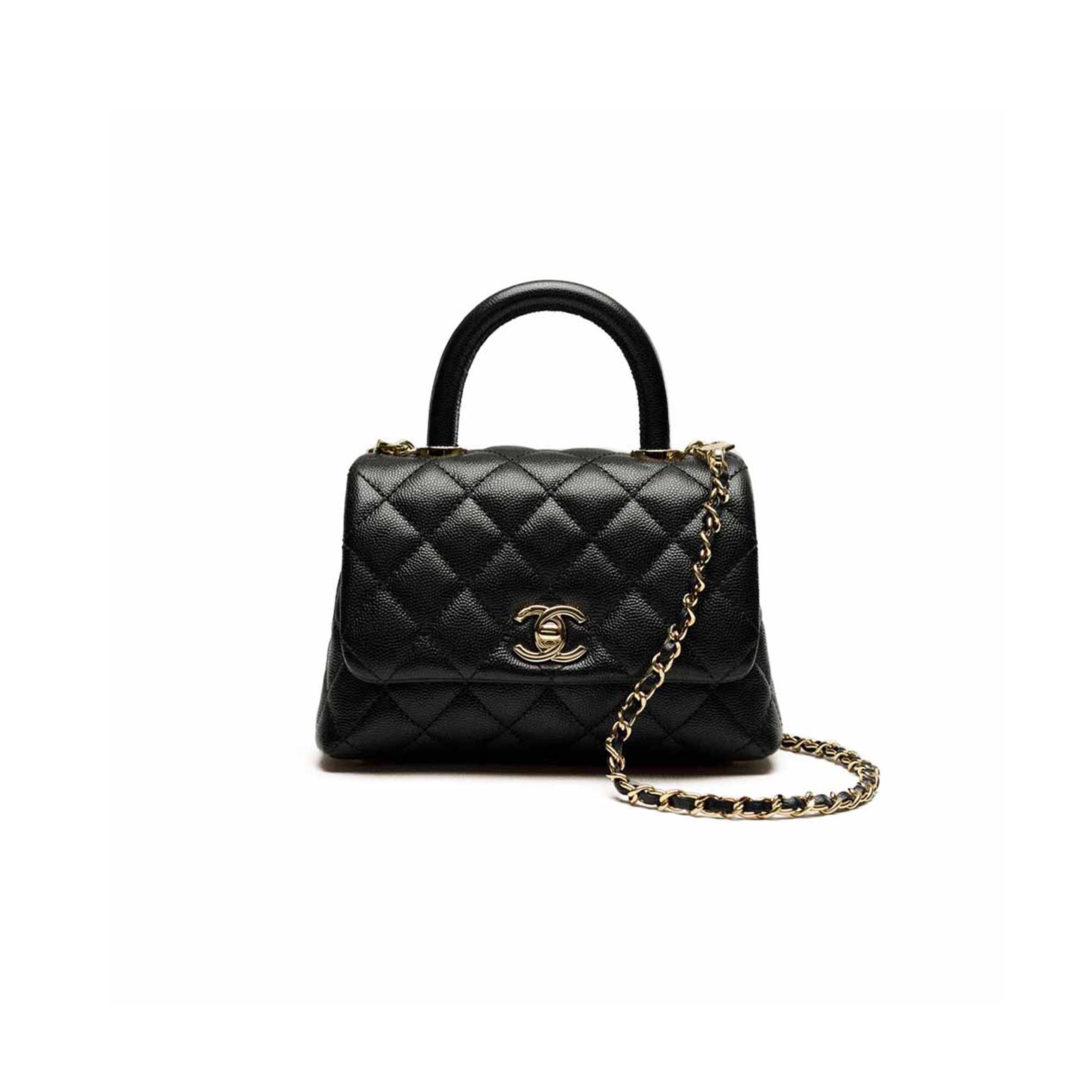 CHANEL MINI FLAP BAG WITH TOP HANDLE AS2215(14.5*11.5*5.5cm)